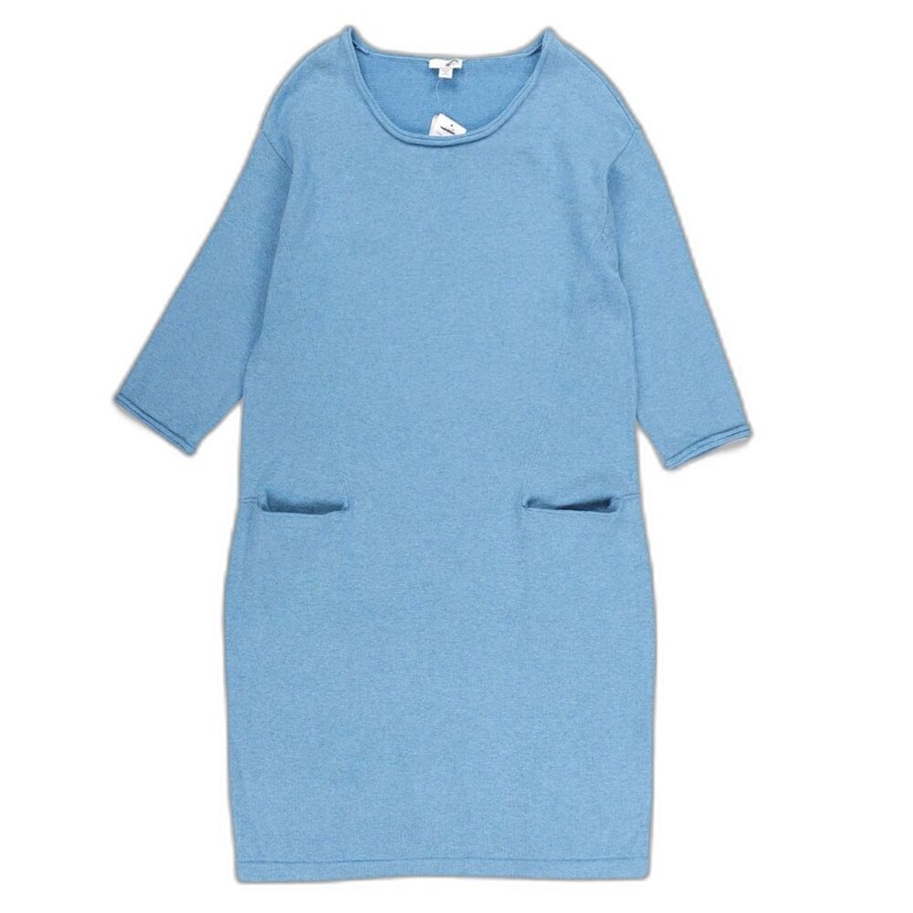 NWT J Jill Cotton Cashmere Knit Sweater Dress Lagenlook Lagom Coastal Boho Blue